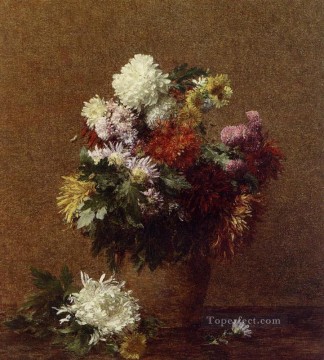 フラワーズ Painting - 大きな菊の花束 花画家 アンリ・ファンタン・ラトゥール